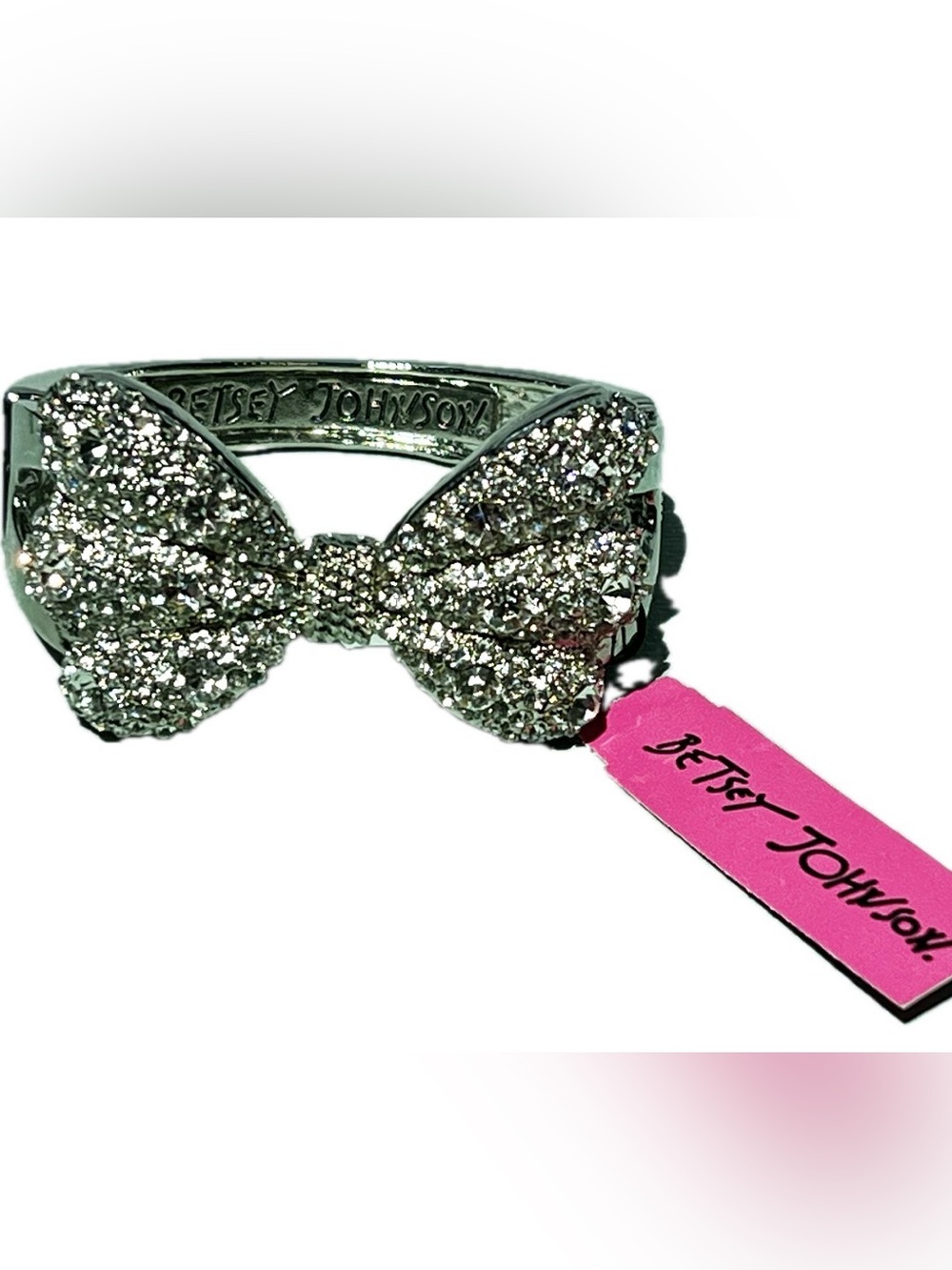 Betsey Johnson Silver Crystal Bow Bracelet New With Tags